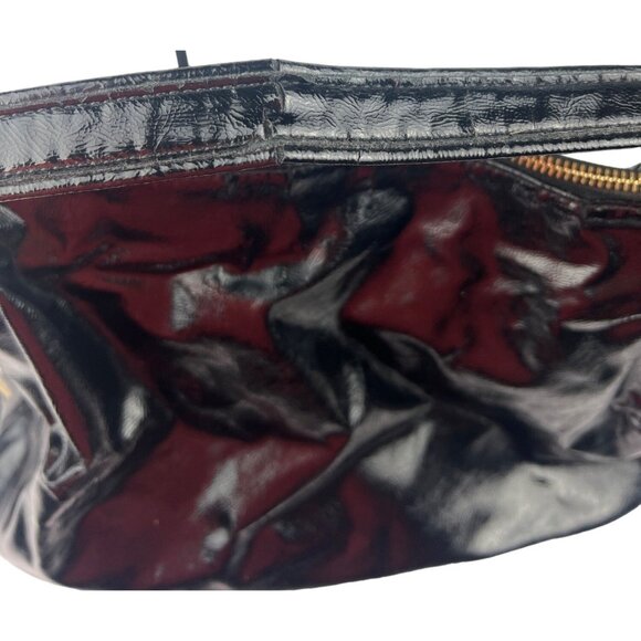 Coach Daisy Patent Leather Gloss Shoulder Bag Black Gold Zip Pendant - Picture 15 of 15